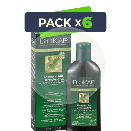 Pack 6x Champu-Aceite Dermo Calmante 200 Ml Biokap