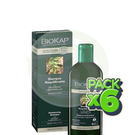 Pack 6x Champu Bio Rebalancing (Reequilib) Cosmos Ecocert 200Ml Biokap