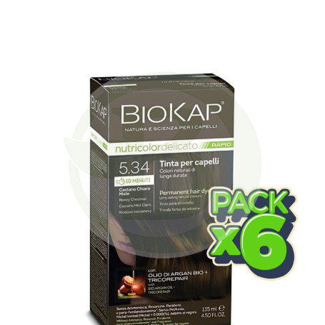 Pack 6x Rapid Delicato 5.34 Castaño Miel Claro 135Ml Biokap