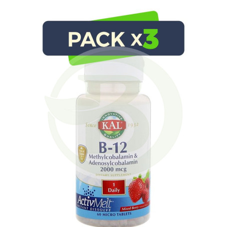 Pack 3x Methylcobalamin 1.000Mcg. 60 Comprimidos Kal