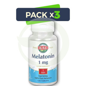 Pack 3x Melatonin 1Mg. 120 Comprimidos Kal