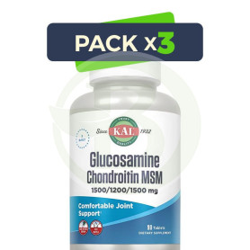 Pack 3x Glucosamina Condroitina Msm 90 Comprimidos Kal