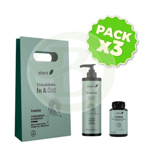 Pack 3x Estuche Piernas Cansadas In & Out 60 Capsulas+250Ml Ebers