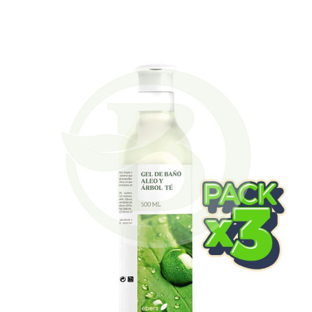 Pack 3x Gel Baño Aloe + Árbol del Té 500 Ml Ebers