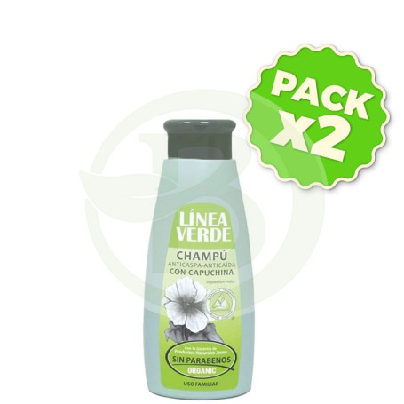 Pack 2x Champú Anticaspa-Anticaída Capuchina 400Ml. Linea Verde