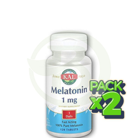 Pack 2x Melatonin 1Mg. 120 Comprimidos Kal