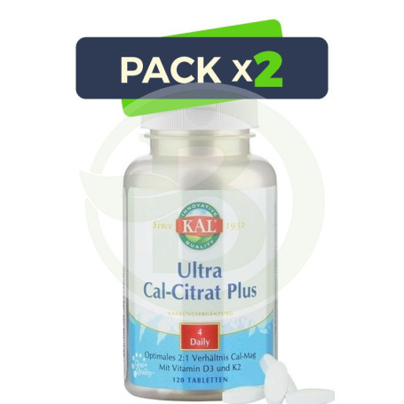 Pack 2x Ultra Cal-Citrate+K2 120 Comprimidos Kal