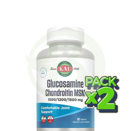 Pack 2x Glucosamina Condroitina Msm 90 Comprimidos Kal