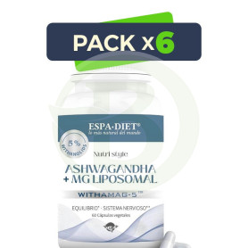 Pack 6x Ashwagandha + Mg Liposomal 60 Cápsulas Espadiet