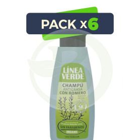 Pack 6x Champú Antigrasa con Romero 400Ml. Linea Verde