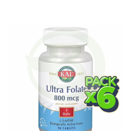 Pack 6x Ultra Folate 800Mcg. 90 Comprimidos Kal