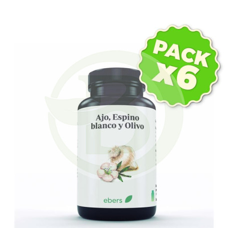 Pack 6x Ajo + Espino Blanco+ Olivo 700 Mg 60 Perlas Ebers