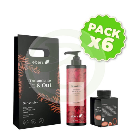 Pack 6x Estuche Tratamiento Capilar In & Out 30 Perlas+250Ml Ebers