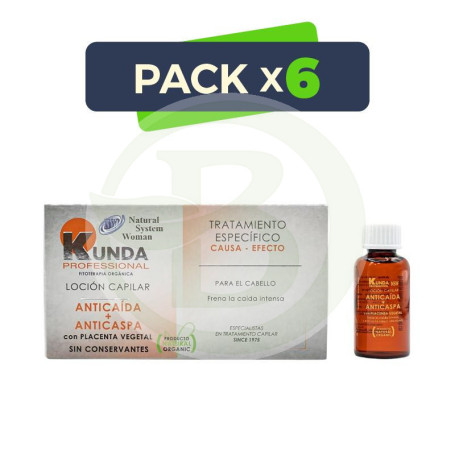 Pack 6x Locion Anticaida+Anticaspa 4X25 Ml Natural System Woman