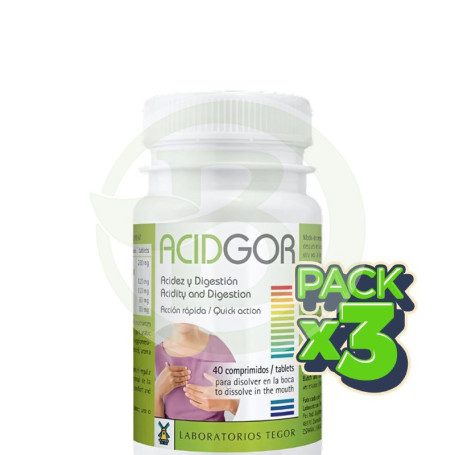 Pack 3x Acidgor 40 Comprimidos Tegor