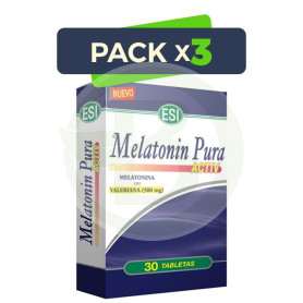 Pack 3x Melatonina Pura Active Con Valeriana 30 Tabletas ESI - Trepat Diet