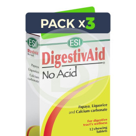 Pack 3x Digestivaid No Acid 12 Tabletas ESI - Trepat Diet