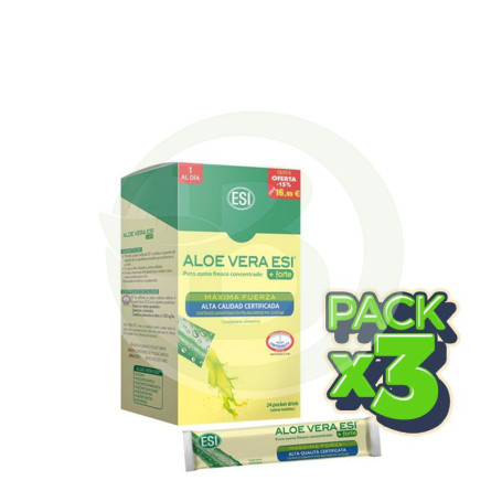 Pack 3x Zumo Aloe Vera Forte con Mirtilo 24 Pocket Drink Esi