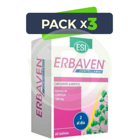 Pack 3x Erbaven Centellamax 60 Tabletas Esi