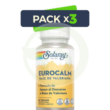 Pack 3x Eurocalm 60 Cápsulas Solaray