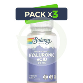 Pack 3x Ácido Hialurónico 60Mg. 30 Cápsulas Solaray