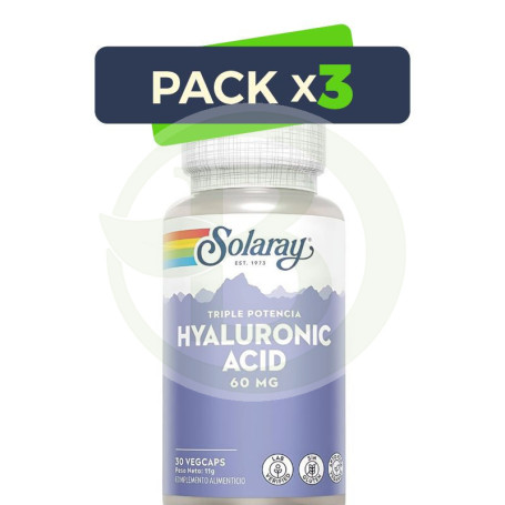 Pack 3x Ácido Hialurónico 60Mg. 30 Cápsulas Solaray