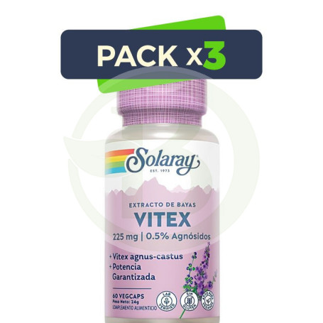Pack 3x Vitex (Sauzgatillo) 60 Cápsulas Solaray