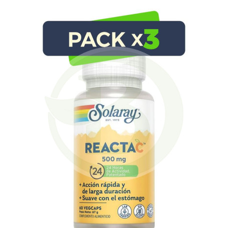 Pack 3x Reacta C TM 500Mg. 60 Cápsulas Solaray