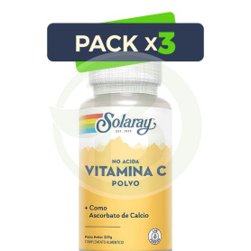 Pack 3x Non Acid Vitamina C 227Gr. Solaray