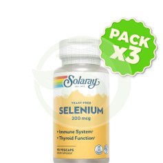 Pack 3x Selenium Sin Levaduras 200Mcg. 90 Cápsulas Solaray