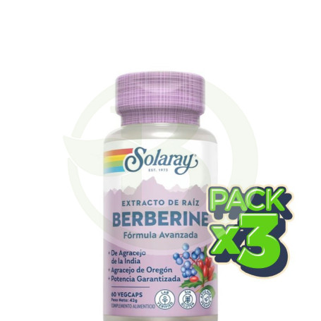 Pack 3x Berberine 60 Cápsulas Solaray
