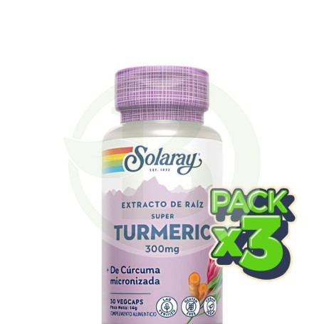 Pack 3x Super Tumeric 30 Cápsulas Solaray