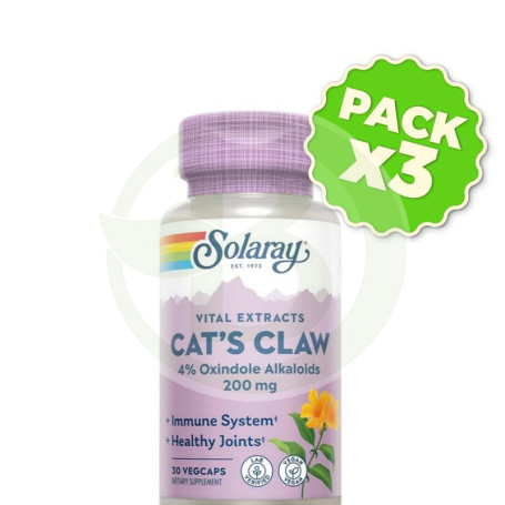 Pack 3x Uña de Gato 30 Cápsulas Solaray