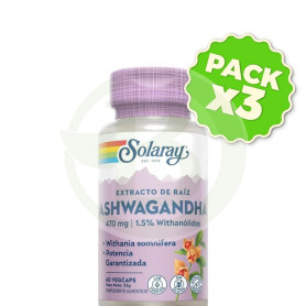 Pack 3x Ashwagandha 470Mg. 60 Cápsulas Solaray