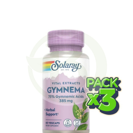 Pack 3x Gymnema 385Mg. 60 Cápsulas Vegetales Solaray