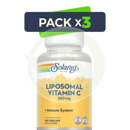 Pack 3x Lipo Vitamin C 400Mg. 100 Cápsulas Vegetales Solaray