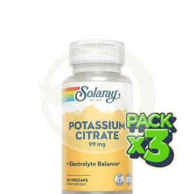 Pack 3x Potasio Citrato 99Mg. 60 Cápsulas Solaray
