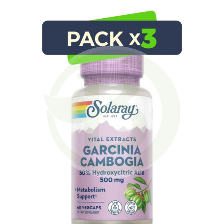 Pack 3x Garcinia Cambogia 500Mg. 60 Cápsulas Solaray