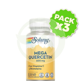 Pack 3x Mega Quercitin 600Mg. 30 Cápsulas Vegetales Solaray