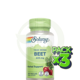 Pack 3x Beet Root (Remolacha) 100 Cápsulas Vegetales Solaray