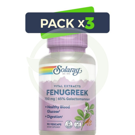 Pack 3x Fenugreek (Fenogreco) 350Mg. 90 Cápsulas Vegetales Solaray