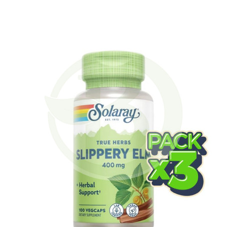 Pack 3x Slippery Elm Bark 100 Cápsulas Solaray