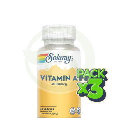 Pack 3x Vitamina a 10,000 Ui - 60 Vegcaps Solaray