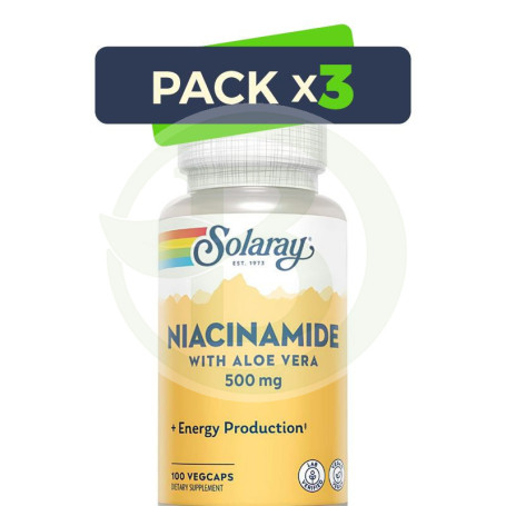 Pack 3x Niacinamide 500Mg 100 Capsulas Solaray
