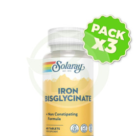 Pack 3x Iron Bisglycinate 60 Comprimidos Solaray