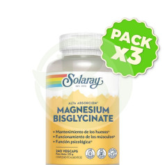 Pack 3x Magnesio Bisglycinate 240 Cápsulas Vegetales Solaray