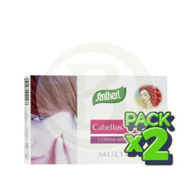 Pack 2x Cabello, Uñas, Piel + Biotina 48 Comprimidos Santiveri