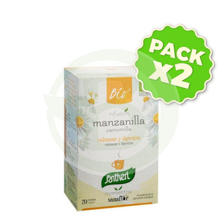 Pack 2x Sanaflor Manzanilla Bio 20 Filtros Santiveri