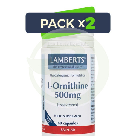 Pack 2x L-Ornitina HCI 500Mg. Lamberts