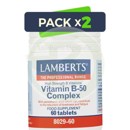 Pack 2x Complejo de Vitaminas B-50 60 Tabletas Lamberts